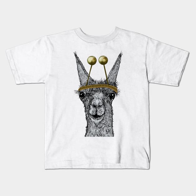 Lama Christmas Kids T-Shirt by msmart